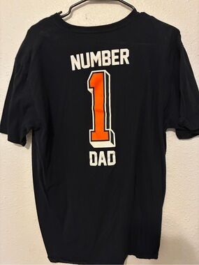 Fanatics Black Mens Bengals Short Sleeve Tee with Orange '1' and White Text